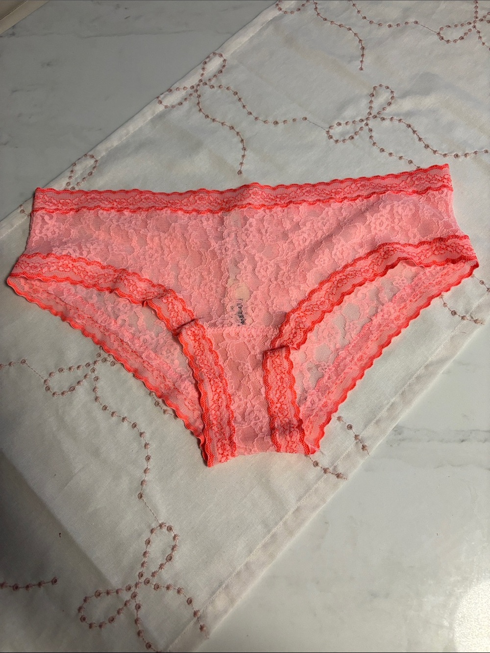 Victoria's Secret Coral Pink Lace Bikini Panty